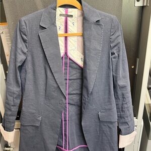 Elie Tahari Navy Jacket with Striped Lining